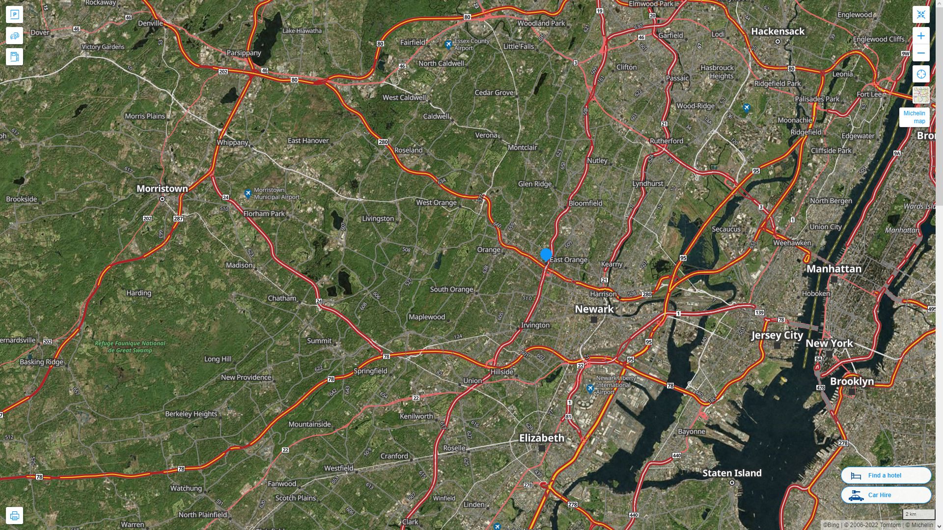 East Orange New Jersey Highway and Road Map with Satellite View